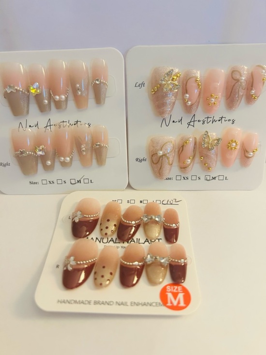 Other - Bundle 3 elegant style press on nails size medium